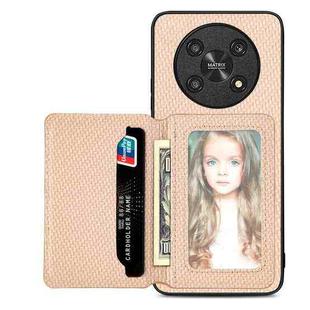 For Honor Magic4 Lite Carbon Fiber Magnetic Card Bag Phone Case(Khaki)