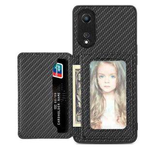 For OPPO A78 Carbon Fiber Magnetic Card Bag Phone Case(Black)