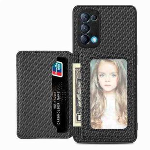 For OPPO Reno5 5G Carbon Fiber Magnetic Card Bag Phone Case(Black)