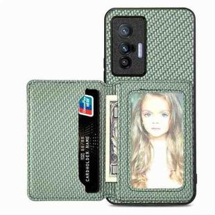 For  vivo X70 Carbon Fiber Magnetic Card Bag Phone Case(Green)