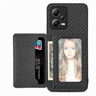 For Xiaomi Redmi Note 12 Pro+ 5G Global Carbon Fiber Magnetic Card Bag Phone Case(Black)