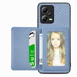 For Xiaomi Redmi Note 12 Pro+ 5G Global Carbon Fiber Magnetic Card Bag Phone Case(Blue)
