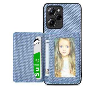 For Xiaomi Poco X5 Pro Carbon Fiber Magnetic Card Bag Phone Case(Blue)
