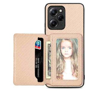 For Xiaomi Poco X5 Pro Carbon Fiber Magnetic Card Bag Phone Case(Khaki)