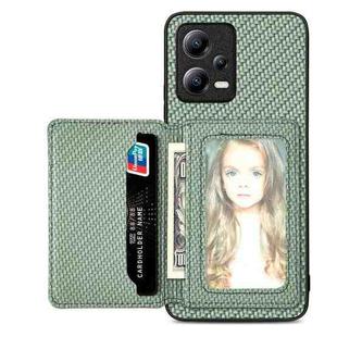 For Xiaomi Poco X5 Carbon Fiber Magnetic Card Bag Phone Case(Green)