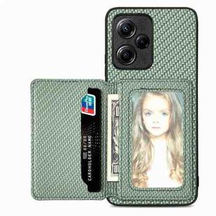 For Xiaomi Redmi Note 12 5G Global Carbon Fiber Magnetic Card Bag Phone Case(Green)