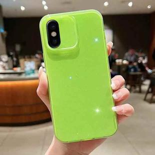 For iPhone X / XS Jelly Glitter Solid Color TPU Phone Case(Fluorescent Green)