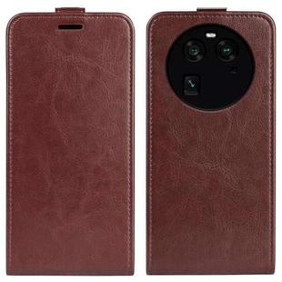 For OPPO Find X6 R64 Texture Vertical Flip Leather Phone Case(Brown)