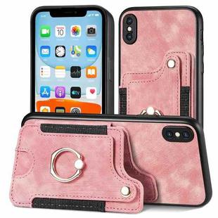 For iPhone SE 2022 / SE 2020 Retro Skin-feel Ring Multi-card Wallet Phone Case(Pink)