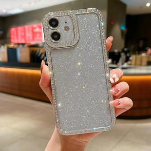 For iPhone 11 Diamond Gradient Glitter Plated TPU Phone Case(Silver)