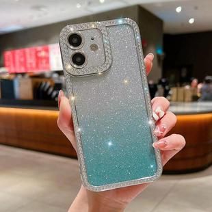 For iPhone 11 Diamond Gradient Glitter Plated TPU Phone Case(Green)