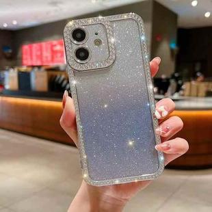 For iPhone 12 Diamond Gradient Glitter Plated TPU Phone Case(Purple)