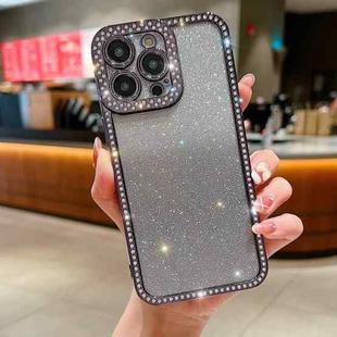 For iPhone 12 Pro Diamond Gradient Glitter Plated TPU Phone Case(Black)