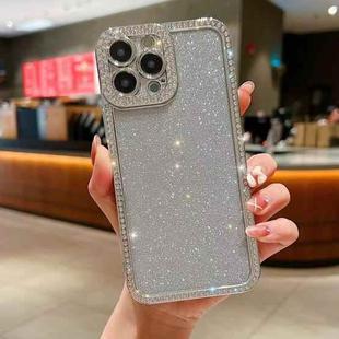 For iPhone 12 Pro Diamond Gradient Glitter Plated TPU Phone Case(Silver)