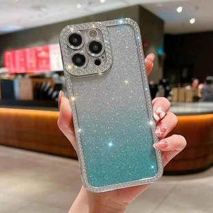 For iPhone 12 Pro Diamond Gradient Glitter Plated TPU Phone Case(Green)