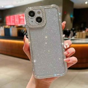For iPhone 14 Diamond Gradient Glitter Plated TPU Phone Case(Silver)