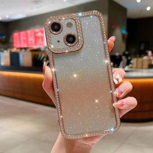 For iPhone 14 Plus Diamond Gradient Glitter Plated TPU Phone Case(Gold)