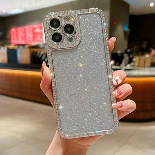 For iPhone 15 Pro Max Diamond Gradient Glitter Plated TPU Phone Case(Silver)