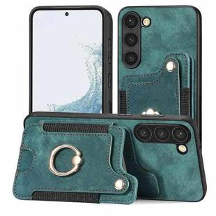 For Samsung Galaxy S23 5G Retro Skin-feel Ring Multi-card Wallet Phone Case(Green)