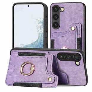 For Samsung Galaxy S23+ 5G Retro Skin-feel Ring Multi-card Wallet Phone Case(Purple)