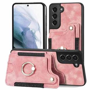 For Samsung Galaxy S21+ 5G Retro Skin-feel Ring Multi-card Wallet Phone Case(Pink)