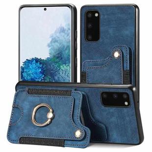 For Samsung Galaxy S20 Retro Skin-feel Ring Multi-card Wallet Phone Case(Blue)