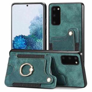 For Samsung Galaxy S20 Retro Skin-feel Ring Multi-card Wallet Phone Case(Green)