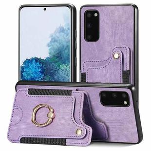 For Samsung Galaxy S20 Retro Skin-feel Ring Multi-card Wallet Phone Case(Purple)