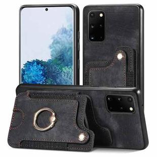 For Samsung Galaxy S20+ Retro Skin-feel Ring Multi-card Wallet Phone Case(Black)