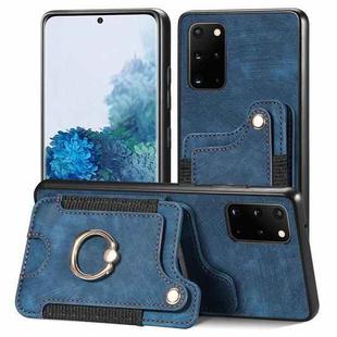 For Samsung Galaxy S20+ Retro Skin-feel Ring Multi-card Wallet Phone Case(Blue)