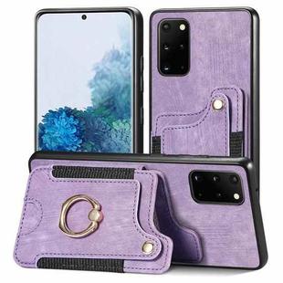 For Samsung Galaxy S20+ Retro Skin-feel Ring Multi-card Wallet Phone Case(Purple)