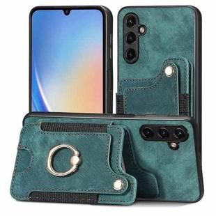 For Samsung Galaxy A34 5G Retro Skin-feel Ring Multi-card Wallet Phone Case(Green)