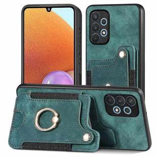 For Samsung Galaxy A32 4G Retro Skin-feel Ring Multi-card Wallet Phone Case(Green)