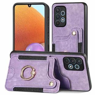 For Samsung Galaxy A32 4G Retro Skin-feel Ring Multi-card Wallet Phone Case(Purple)