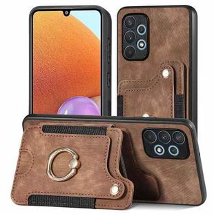 For Samsung Galaxy A32 4G Retro Skin-feel Ring Multi-card Wallet Phone Case(Brown)