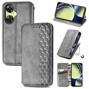 For OnePlus Nord CE 3 Lite Cubic Grid Pressed Magnetic Leather Phone Case(Gray)