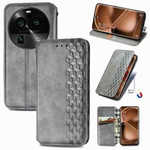 For OPPO Find X6 Pro Cubic Grid Pressed Magnetic Leather Phone Case(Gray)