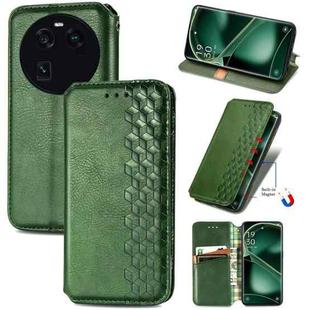 For OPPO Find X6 Cubic Grid Pressed Magnetic Leather Phone Case(Green)