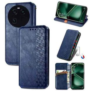 For OPPO Find X6 Cubic Grid Pressed Magnetic Leather Phone Case(Blue)