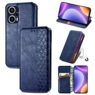 For Redmi Note 12 Turbo Cubic Grid Pressed Magnetic Leather Phone Case(Blue)