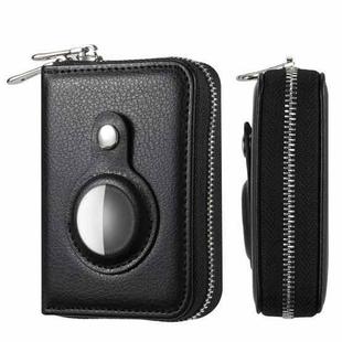 For AirTag Zipper Wallet Protective Cover Case(Black)