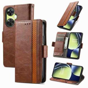 For OnePlus Nord CE 3 Lite CaseNeo Splicing Dual Magnetic Buckle Leather Phone Case(Brown)