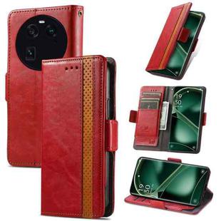 For OPPO Find X6 CaseNeo Splicing Dual Magnetic Buckle Leather Phone Case(Red)