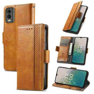 For Nokia C32 CaseNeo Splicing Dual Magnetic Buckle Leather Phone Case(Khaki)