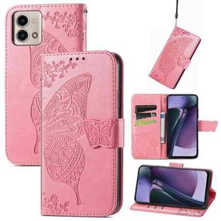 For Motorola Moto G Stylus 5G 2023 Butterfly Love Flower Embossed Leather Phone Case(Pink)