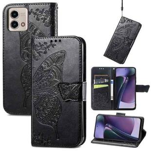 For Motorola Moto G Stylus 5G 2023 Butterfly Love Flower Embossed Leather Phone Case(Black)
