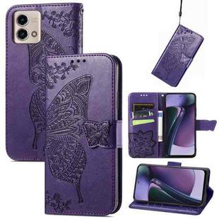 For Motorola Moto G Stylus 5G 2023 Butterfly Love Flower Embossed Leather Phone Case(Purple)