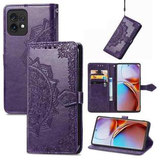 For Motorola Moto X40 Mandala Flower Embossed Leather Phone Case(Purple)