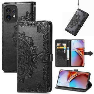 For Motorola Moto X40 Mandala Flower Embossed Leather Phone Case(Black)