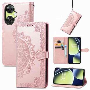 For OnePlus Nord CE 3 Lite Mandala Flower Embossed Leather Phone Case(Rose Gold)